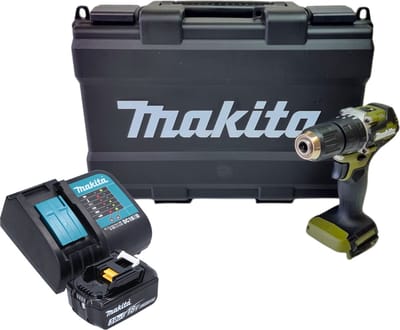 Makita DHP 487 SF1KO accu klopboormachine 18 V 40 Nm Brushless Olive Outdoor Adventure serie + 1x oplaadbare accu 3.0 Ah + lader + koffer