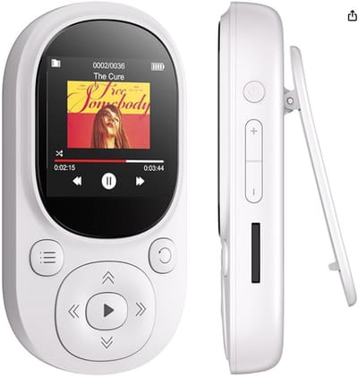 Gloovon® - MP3 Speler - Bluetooth 5.3 - Incl. Oordopjes en 64GB Opslagruimte - Ondersteuning tot 128 GB - USB - FM Radio - Wit