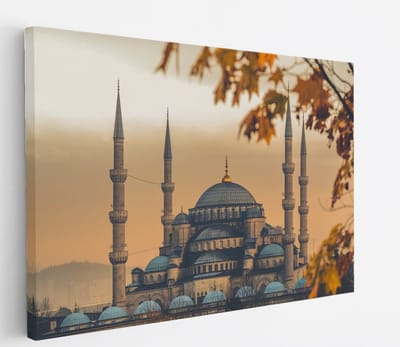 Saammp - Canvas Schilderij - Religie - Sultan Ahmetmoskee - Steden - Landen - 45x30 - Foto op canvas - Wanddecoratie - muurdecoratie Woonkamer - Slaapkamer decoratie - Canvas Print