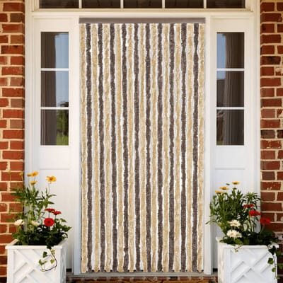vidaXL - Vliegengordijn - 90x200 - cm - chenille - donkerbruin - en - beige