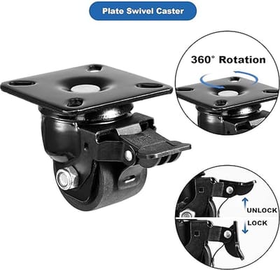 Heavy Duty Castors - Zwaarlast Zwenkwielen / Trolley Wielen voor Meubels 4