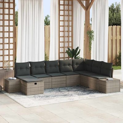 vidaXL - Tuinbank - Set - 8 - st - Grijs - poly - rattan