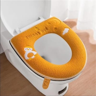 Toiletmat - Toiletdekselhoes WC-zitkussen - Hygiënisch Werken - Zacht Polyester Materiaal - 37 cm x 43 cm - Geel