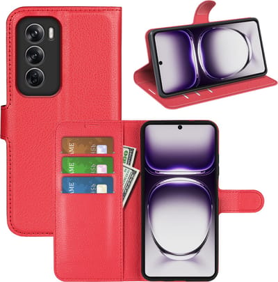MobyDefend Hoesje - Geschikt voor Oppo Reno12 Pro - Kunstleren Wallet Book Case (Sluiting Voorkant) - Rood