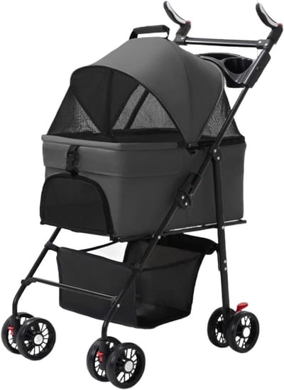 Opvouwbare Huisdierenbuggy - Hondenbuggy Kattenbuggy - Comfortabel Reizen - Tot 20 kg Belastbaar - 85 x 40 x 20 cm