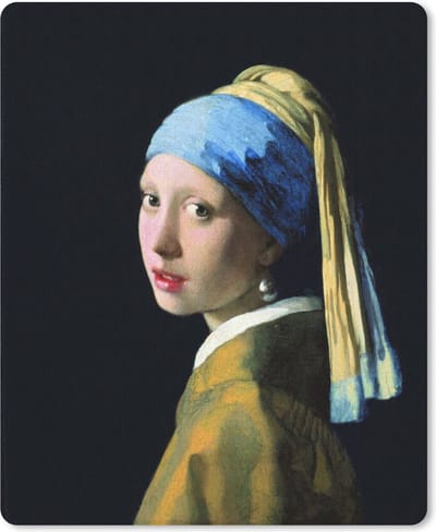 Muismat Vermeer - Meisje met de parel - Schilderij van Johannes Vermeer muismat rubber - 19x23 cm - Muismat met foto
