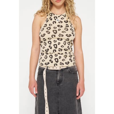 10DAYS Tank Top Rib Leopard Oyster Maat: XS | Mouwloze Tops Outlet | Dames | Zwart