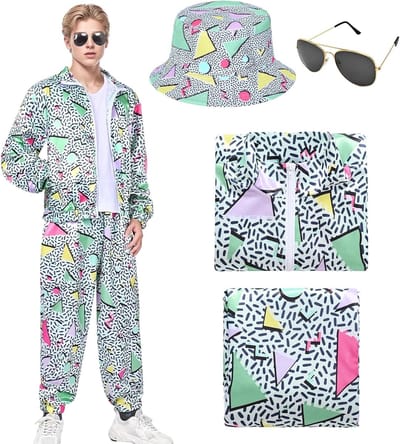 80s Raveparty Outfit voor Mannen en Vrouwen - Retro Trainingspak, Joggingbroek, Jasje en Accessoires voor Carnaval en Feestjes