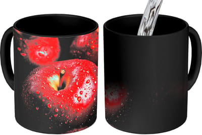 Magische Mok - Foto op Warmte Mokken - Koffiemok - Rood - Appels - Fruit - Magic Mok - Beker - 350 ML - Theemok