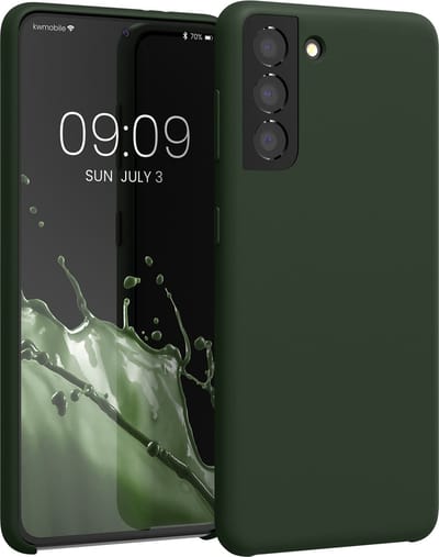 kwmobile telefoonhoesje geschikt voor Samsung Galaxy S21 - Hoesje met siliconen coating - Smartphone case in donkergroen mat