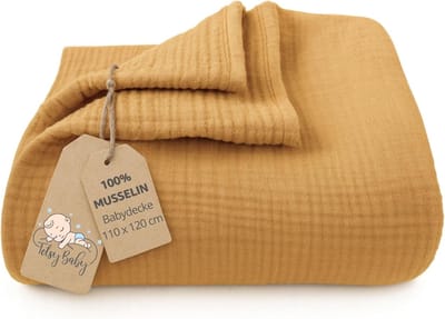 Zachte mousseline babydeken 110 x 120 cm - Hydrofiele knuffeldoek voor peuters in Ademend Katoen