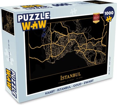 Puzzel Kaart - Istanbul - Goud - Zwart - Legpuzzel - Puzzel 1000 stukjes volwassenen