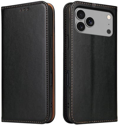 Luxe BookCover Hoes Etui geschikt voor Apple iPhone 17 Pro Max - Zwart
