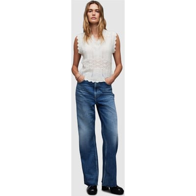 AllSaints Vanessa Top Chalk White Maat: XS | Mouwloze Tops Outlet | Dames | Wit