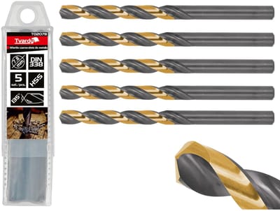 Tvardy Metaalboor - HSS 4341 - TiN Coating - 7,80 mm - Zwart/Goud - 5 stuks
