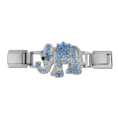 Bedel - Schakel - Charm - Olifant - 9mm - Geschikt voor Italiaanse Schakelarmbanden - Italiaanse bedelarmband - Aqua