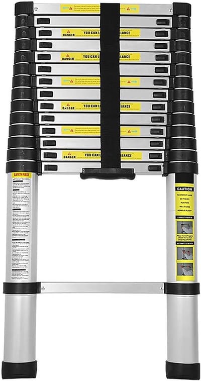 Telescoopladder - Uittrekbare ladder - Veelzijdig klussen - Antislip en lichtgewicht - 44 meter hoog - Zilver