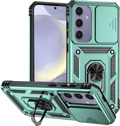 Coverup Hoesje - Geschikt voor Samsung Galaxy S24 FE Hoesje - Coverup Ring Kickstand Back Cover met Camera Shield - Groen