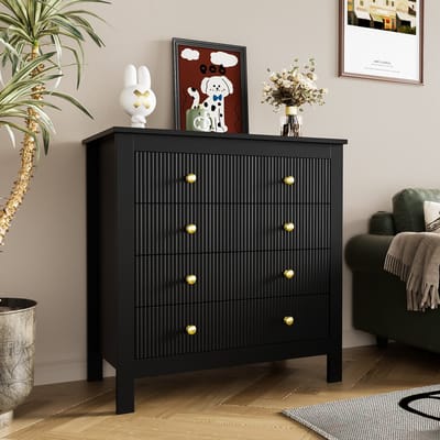 STILVORA Dressoirs 120x77x40 cm - Opbergkast Met 6 Laden - Praktisch En Stijlvol - Hout - Zwart