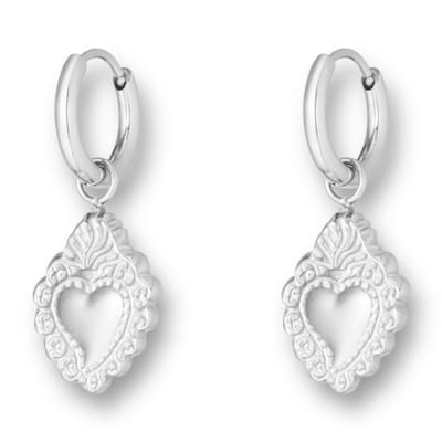 Sacred Heart Flaming heart Oorbellen Zilver
