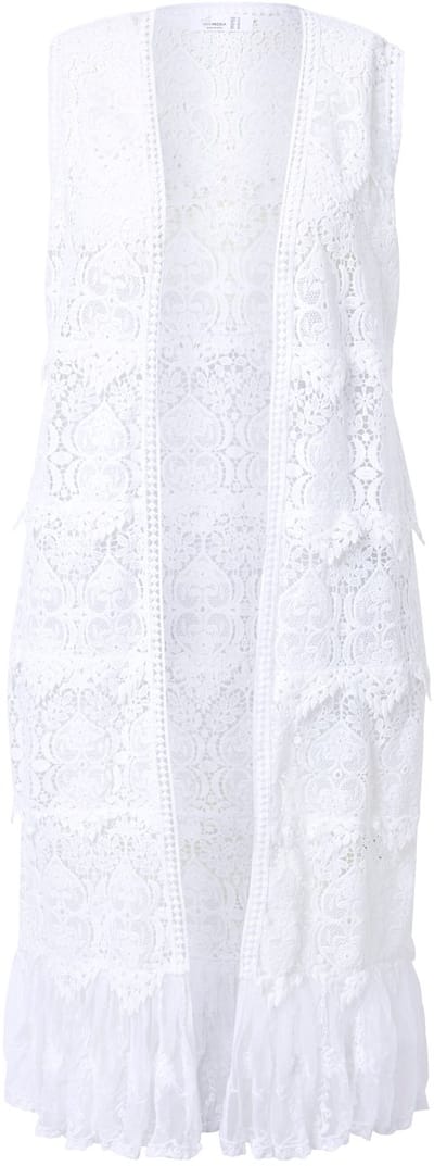 MIAMODA - Dames - Vest langer model kant met borduursel - Sneeuwwit - Maat 44