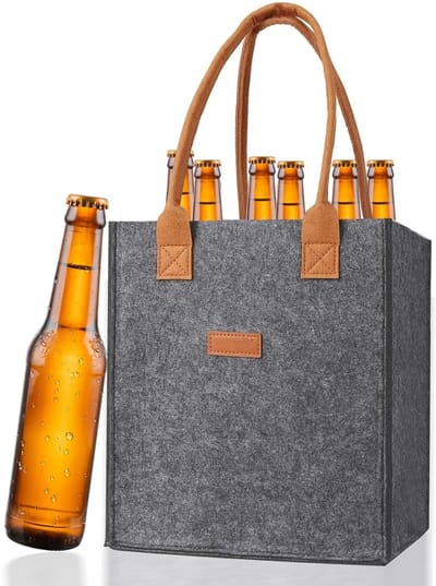 Dailygoods- Flessenhouder met 6 vakken - Robuuste Flessendrager - Herbruikbare Dranktas - Flessentas voor Wijn/Bier - Ideaal voor Picknick/Reizen - Totale Afmetingen 23 cm x 15 cm x 15 cm