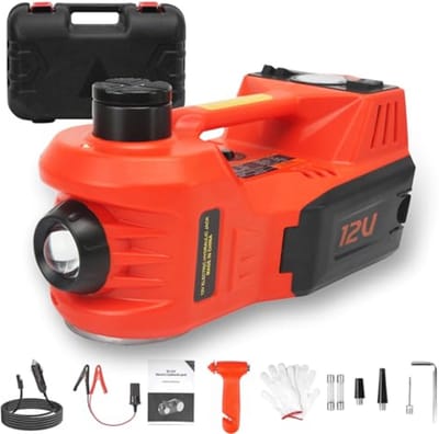 Elektrische Hydraulische Krik 5T - 12V | 4-in-1 Auto Bandenwissel Gereedschap met Opblaasbare Pomp en Licht