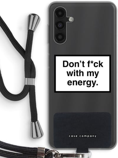 Case Company® - Hoesje met koord geschikt voor Samsung Galaxy A04s hoesje met Koord - My energy - Telefoonhoesje met Zwart Koord - Bescherming aan alle Kanten en Over de Schermrand