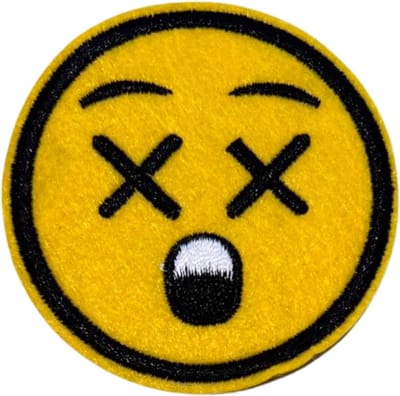 Emoji Smiley Ooh Nee Emotie Strijk Embleem Patch 6.2 cm / 6.2 cm / Geel Zwart Wit
