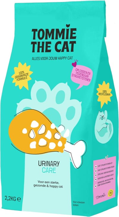 Tommie the Cat - blaasgruis kattenvoer - 100% graanvrije kattenbrokken - urinary care droogvoer - bomvol verse kip - 2kg