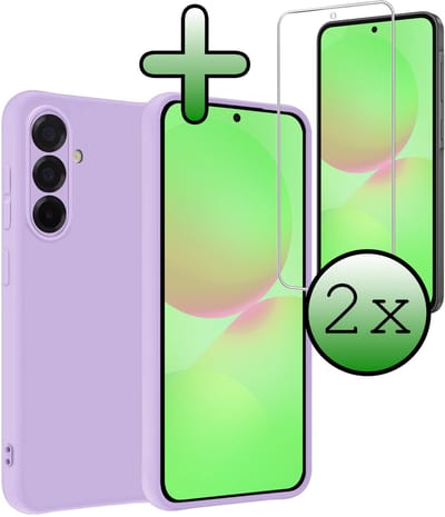 Hoesje Met 2x Screenprotector - Geschikt voor Samsung Galaxy A36 - Sterk & Shockproof - Back Cover - Siliconen Case - Telefoon Hoes - Lila