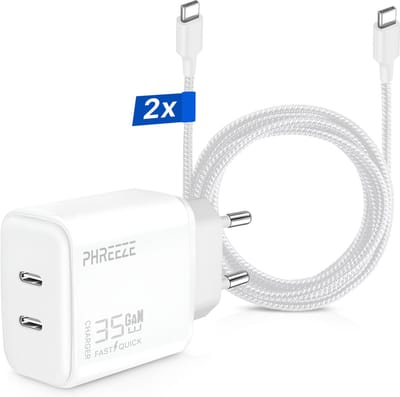 35w Originele Super Snellader - Usb C naar usb C Kabel (2x) - Oplader - 3 Meter Oplaadstekker - Geschikt voor S24 S23 S22 S21 S20 S10 S8 A54 A55 A25 A24 A23 A14 A15