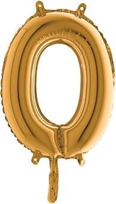 Folieballon - cijfer 0 - goud - Grabo balloon - 35cm