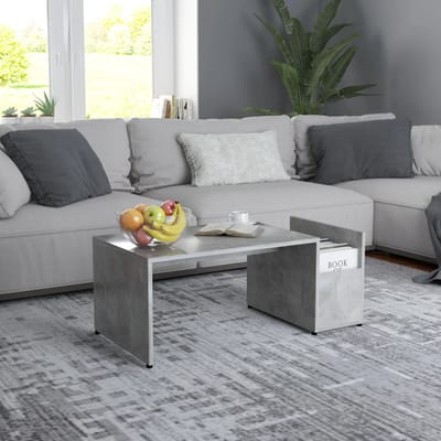 vidaXL - Salontafel - 90x45x35 - cm - bewerkt - hout - betongrijs
