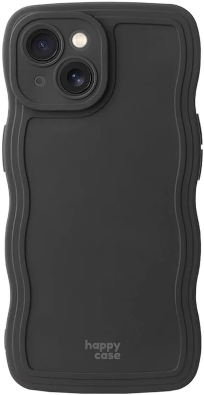 HappyCase Wavy | Hoesje Geschikt voor Apple iPhone 14 | TPU Back Cover | Zwart