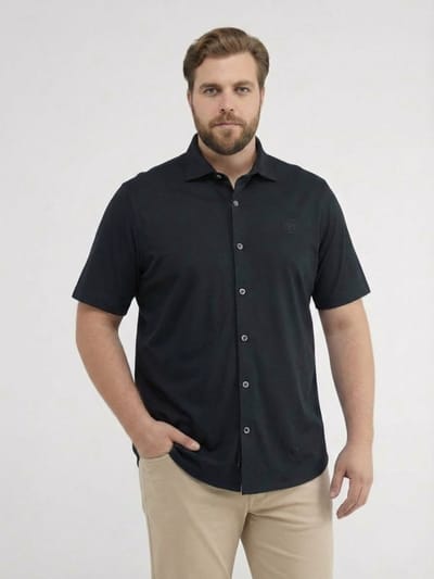 LERROS Overhemd met korte mouwen en COOL & DRY-functie, grote maten , Maat: 3XL , Kleur: CLASSIC NAVY , 75% katoen, 25% polyester