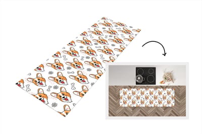 Keukenloper - Loper keuken - Patronen - Hond - Corgi - 150x50 cm - Keukenloper vinyl