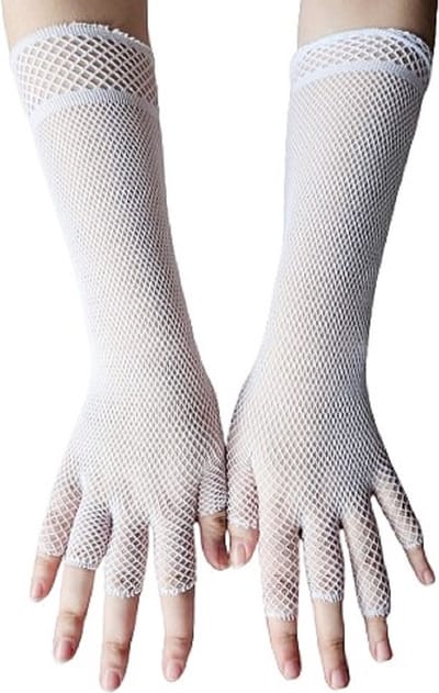 BamBella® Vingerloos Net handschoenen - One Size - Wit - Visnet handschoenen - Feest - Gothic Carnaval