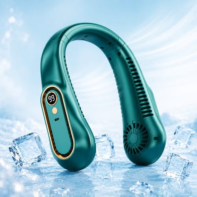 Ventilator - Nekventilator - Oplaadbare Ventilator - Handventilator - Mini Ventilator - USB Ventilator - Bladloze Ventilator - Digitaal Display - 5 Standen - Groen