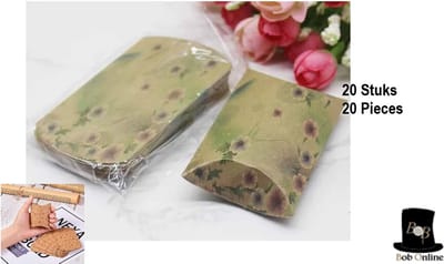 Bob Online™ - 20 Stuks - Bloemen Ontwerp - Papier Kussen Vorm Geschenkdoosjes – Ideaal voor Bruiloft, Verjaardagsfeest, Baby Shower, Kerstfeest - Kraftpapier Snoepdoosjes – Milieuvriendelijk en Recyclebaar – Floral Print Pillow Gift Packaging