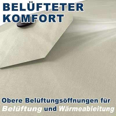 Dubbele zweefparasol Depauwonen 460 x 270 cm | Extra grote ronde terrasparasol | UV-bescherming UPF 50+ | Taupe | Outdoor tuin, balkon, feesten | Met zwengel, zonder standaard – Depauw