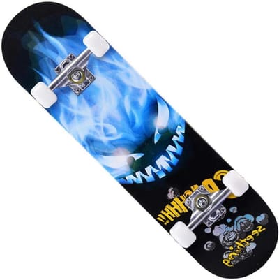 Skateboard - Trick Board - Outdoor Entertainment - Dubbel Kick Deck - 80x20 cm - Blauw Zwart
