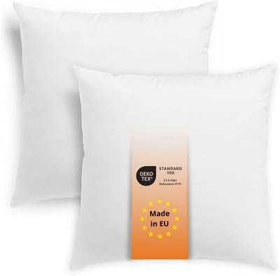 sleepling 2-delige set vezelkussens | verpakking van twee stuks| Inlet bankkussen | sierkussens en decokussens | ademend | wasbaar op 60 graden | Ökotex | Made in EU | 50 x 50 cm, wit