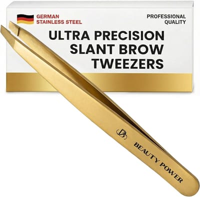 Precisie Pincet - Gezichtshaar Verwijderaar - Wenkbrauw Vormgeven - Handgeslepen Schuine Punt - 127 cm Lengte - Mat Goud