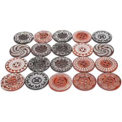 6cm 20 stuks Gemengd Patroon 4 Gaten Houten Naaiknopen voor Trui Overjas Decoratie