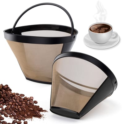Dailygoods- Koffiefilter Permanent - Koffiefilterhouder nr4 - Roestvrij Staal - Geschikt voor 8-12 Kopjes - Wasbaar - Diameter 120 mm - Permanente Filter