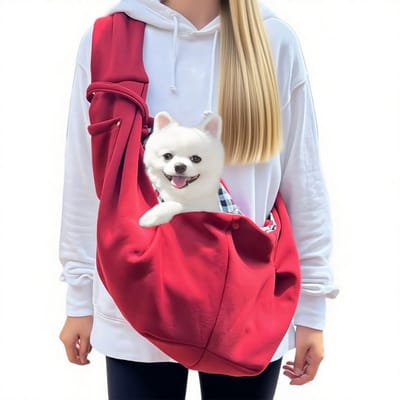 Dailygoods- Hondenschoudertas voor honden tot 7,5 kg - Draagdoek - Polyester - Gevoerde schouderriem - Veiligheidsclip - Voorvak voor opbergen - Hondendraagtas