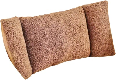 Ergonomisch 3-Segment Fleece Lendenkussen Rugkussen – Comfortabele Rugsteun voor Thuis, Auto en Kantoor, Lendesteun Kussen - Bruin