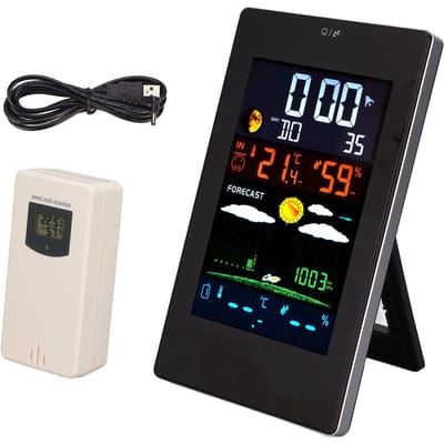 Weerstation Luchtvochtigheid Temperatuur Monitoring USB-voeding Weersvoorspelling Klokfunctie Thuis black