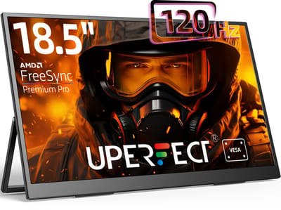 UPERFECT 18.5" Gaming 120Hz FHD IPS draagbaar Monitor | 100% sRGB | 1200:1 Contrast | Dual HDMI/Type-C | VESA Mount | Ultra-Slim Design